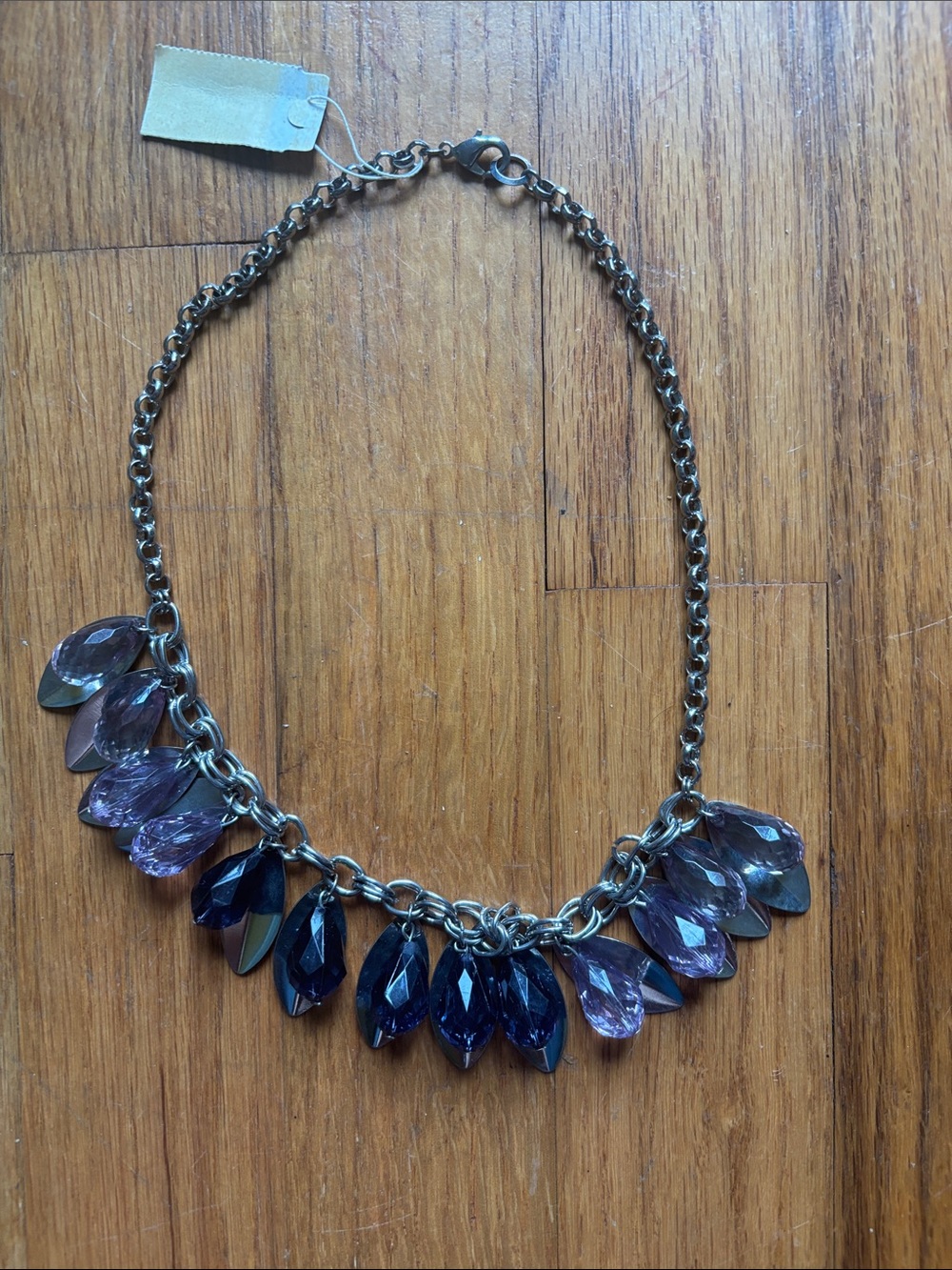 Source Unknown Purple Teardrop Statement Chain Necklace
